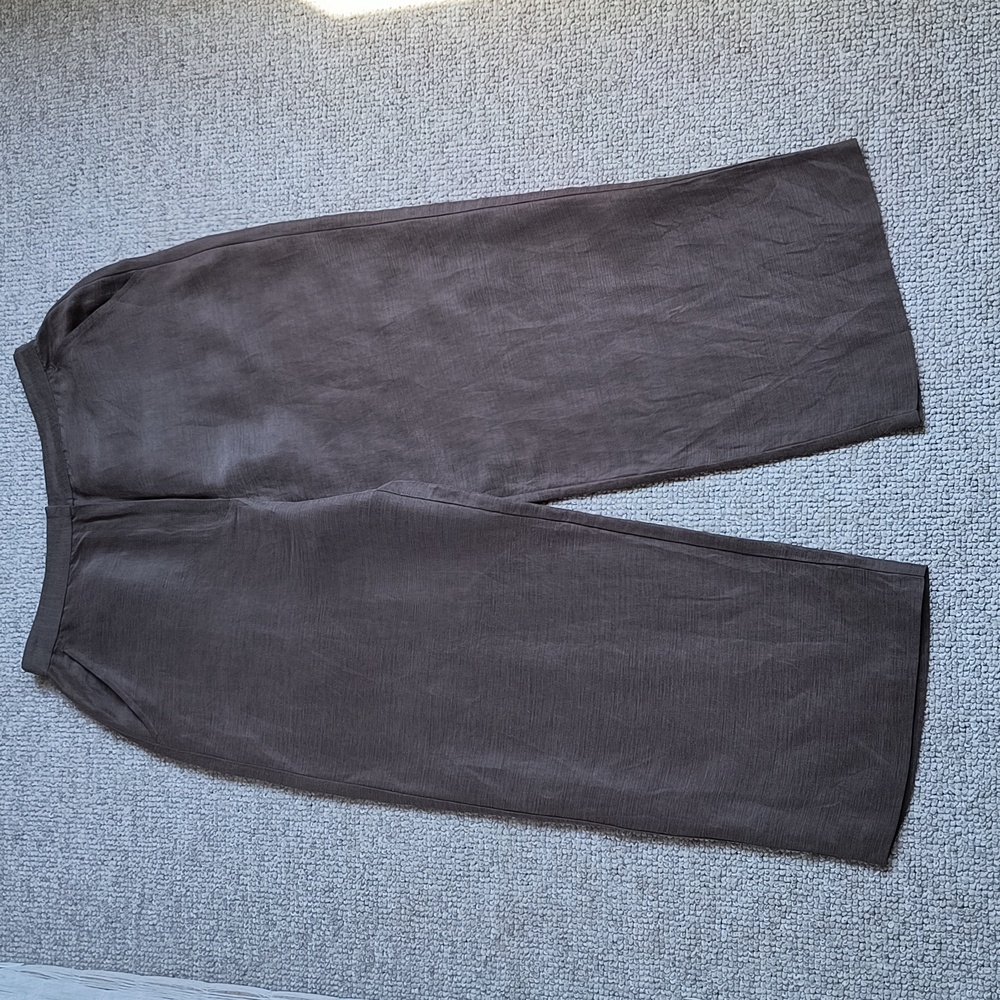 Eileen Fisher linen silk wide leg cropped pants, S